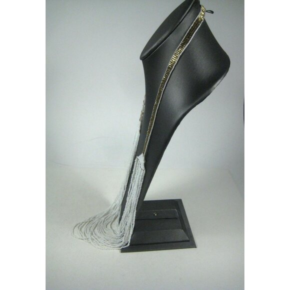 Vintage Multi Strand Goldtone Glass Seed Bead Necklace 35in Festival Party - Picture 7 of 9